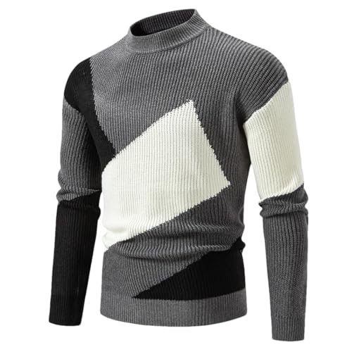 Men Winter Slim Fit Mock Neck Sweater Casual Pullover Knitted Warm Solid Color Knit Jumper Tops