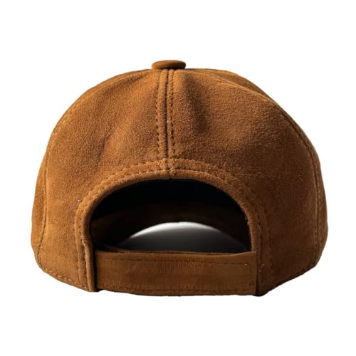 Gorra deportiva unisex de cuero gamuza marrón miniatura 3