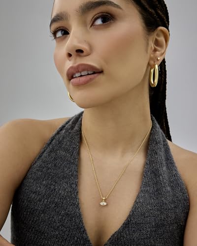 PAVOI 14K Gold Plated Religious Dainty Necklace with Charms - Adjustable Chain Gold Charm Necklace for Women - Small Spiritual Removable Pendants - Cute Cross Star of David Evil Eye Jewelry Gifts4