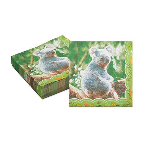 Koala Paper Napkins for Kids Animal Birthday Party Supplies (6.5 In, 150 Pack)