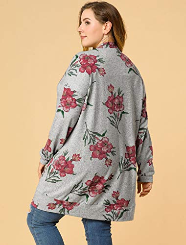 Image of Agnes Orinda Women's Plus Size Lightweight Cardigan Casual Soft Long Sleeve Floral Knit Cardigans with Pockets