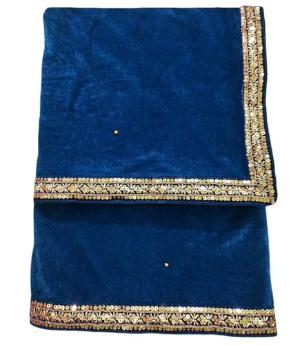 Image of Navti Creations Women's Stole Dupatta In Velvet With Cross Design Border (length -2.25m, Width-75cm)