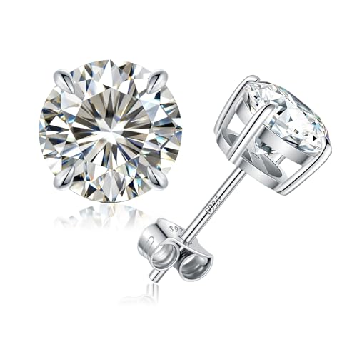 Moissanite Stud Earrings for Men, 2/3 CT Lab Created D Color VVS1 Moissanite Earrings for Men 925 Sterling Silver, Hypoallergenic Jewelry Gift