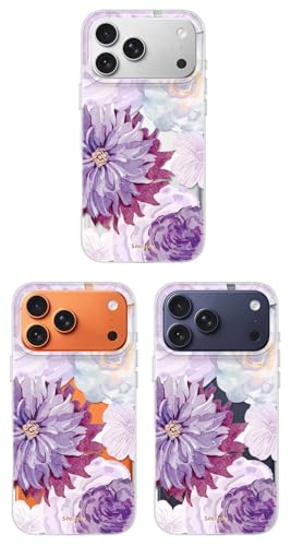 Coque iPhone 17 Pro MagSafe violette fleurie transparente SCORPIFY antichoc - 6