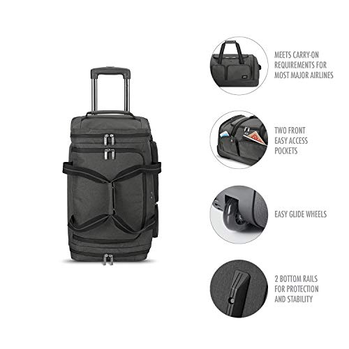 Solo New York Leroy Carry-On Wheeled Duffle Bag, 49L Capacity, Grey, 22 Inch