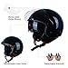Open Face Motorcycle Helmet for Adults, DOT Approved,3/4 Retro Vespa Helmet, Dual Visors Men's and Women's Motorbike Casco for Moped Cruiser Bobber and Chopper(M,Glossy Metallic Black )