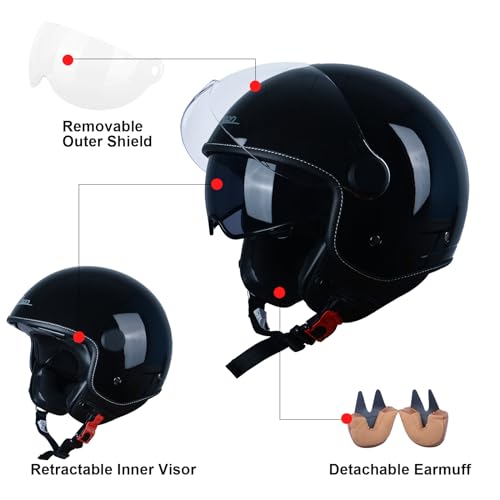 3/4 Retro Vespa Helmet Dual Visors