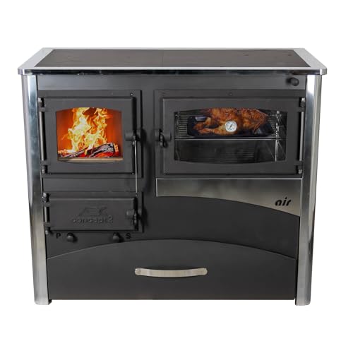 Foto von EEK A Kaminofen mit Backfach und Herdplatte ABC Concept 2 Air Rechts Mehrfachbelegung Holzofen 11,6 kW Kamin Ofen Holz Werkstattofen Schwedenofen Hüttenofen Heizofen Holzofen