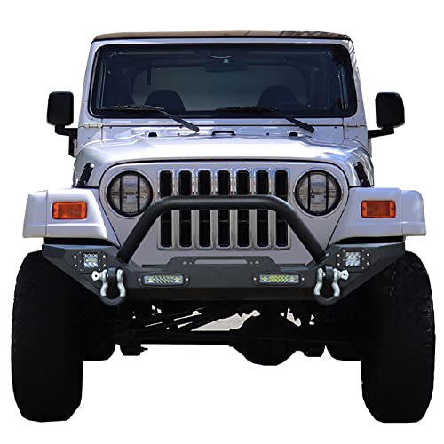 Vijay Front Bumper Compatible With 1997-2006 Wrangler Tj With Winch Seat And Led Lights #TOP1