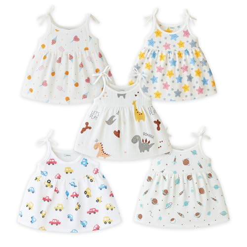 Image of Kidbea Baby Girl Dresses | Muslin Frock for Girls Summer Wear | Soft Breathable Cute Printed Frock with Tie-Up Closure