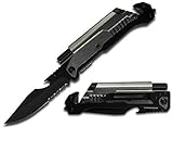 Rogue River Tactical 6-in-1 Multitool Knife with Flint Fire Starter, LED Light, Bottle Opener, Belt Cutter and Windows Breaker