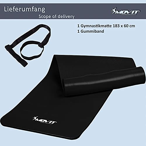 MOVIT Gymnastikmatte, hautfreundlich und phthalatfrei, in 3 Größen und 12 Farben - Auswahl: 190cm x 60cm x 1,5cm in schwarz – Bild 4