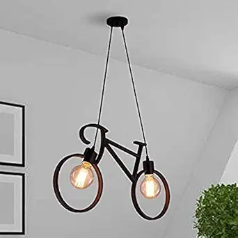 ONLINE GENERATION Vintage Black Metallic Hanging Pendant Ceiling Lamp, for Bedroom, Living Room, Hotel, Cafe, Balcony Decor (Cycle Hanging LAMP)