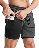 Aolesy Men’s 2 in 1 Running Shorts 5 Inch Workout Gym Athletic Shorts for Men Quick Dry Lightweight