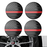 HEVLE 4PCS American Flag Car Wheel Center Caps, Wheel Center Cap Stickers, 56mm Vehicle Hub Caps Covers for Rims, Car Accessories Waterproof & Rustproof Wheel Hub Cap Decals Fit Cars (Black red)