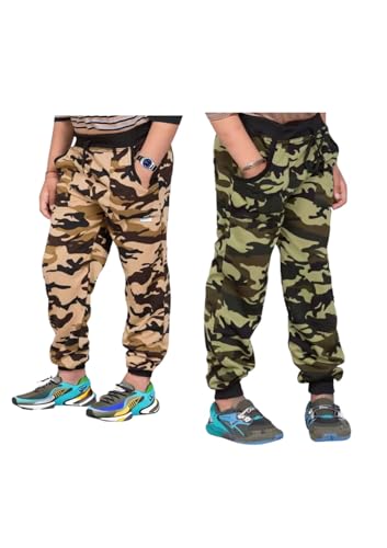 Image of Kids Boys and Girls Cotton 2 Side Pocket Army Print Regular Fit Ankle Length Track Pant Lower.