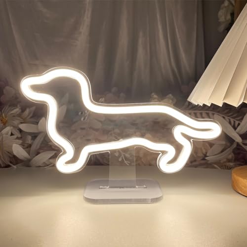 Image of Dog Table Number Neon Sign Desk Lamp Night Light Wedding Letter LED Neon Sign Wedding Table Decorations Neon Light Shop Bedroom Home Room Decor Christmas Party Warm White USB 25x16 CM