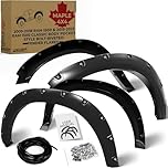 Maple4x4 Pocket Style Riveted Fender Flares Compatible with 2009-2018 Dodge Ram 1500 & 2019-2023 Dodge Ram 1500 Classic Body (Exclude R/T & Rebel Models) | Smooth Black Paintable