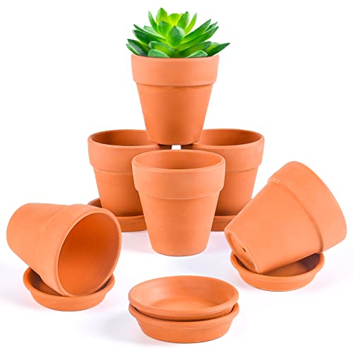 Ulikey Mini Terrakotta Töpfe, 6 Stück Sukkulenten Töpfe Mit Unterteller,...
