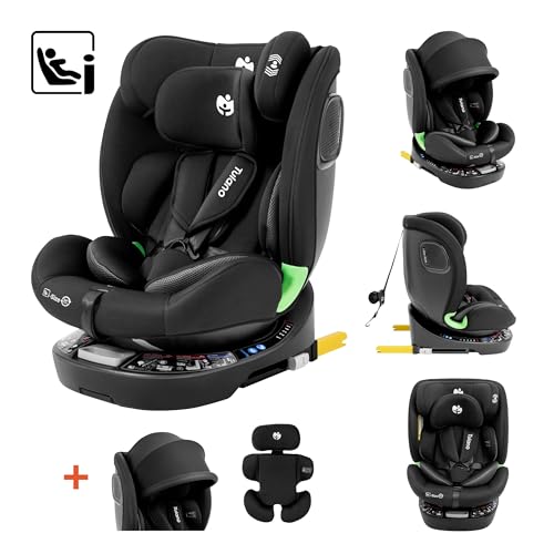 Tulano Loom 35 fotelik dla dzieci, Isofix z górnym pasem mocującym, obrót o 360°, reboarder do 12 lat, regulowana poduszka głowy, 0–36 kg, 40–150 cm, ścieralny pokrowiec, fotelik samochodowy, i Size