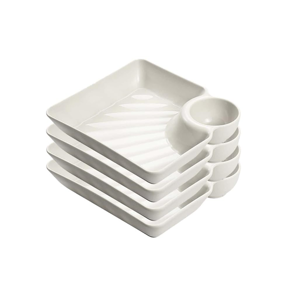 Mini Piatto for gnocchi da 4 pezzi, piatto for pollo fritto, for salsa(Bianco)