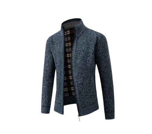Men's Knit Zippers Cardigan Stand Collar Solid Color Slim Knitted Sweaters