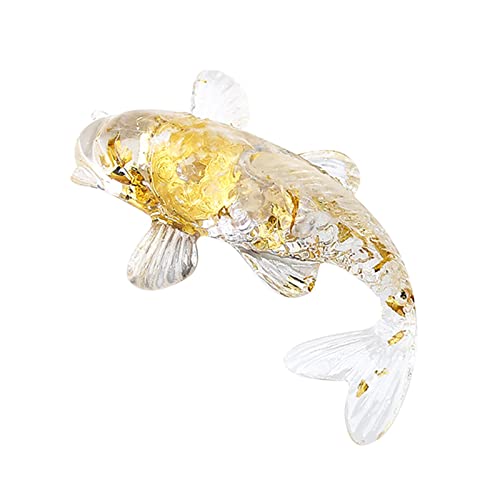 LANWHO 鯉の置物フィギュア 1個 水晶魚像 カラフル テーブル装飾用 小さな魚の彫刻 インテリア・風水改善に最適 おしゃれ 友人・家族へのギフトに人気 耐久性 展示用台座付き リビング・玄関デコに適す