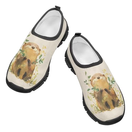 Girls Otter Sneakers Breathable Mesh Running Shoes Lightweight Slip on Tennis Shoe Casual Flats