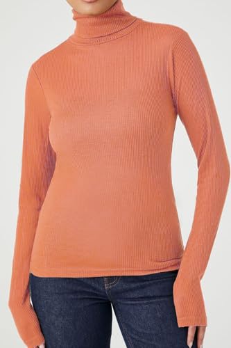 Image of Emmalise Womens Turtleneck Top Long Sleeves Fitted Ribbed Top