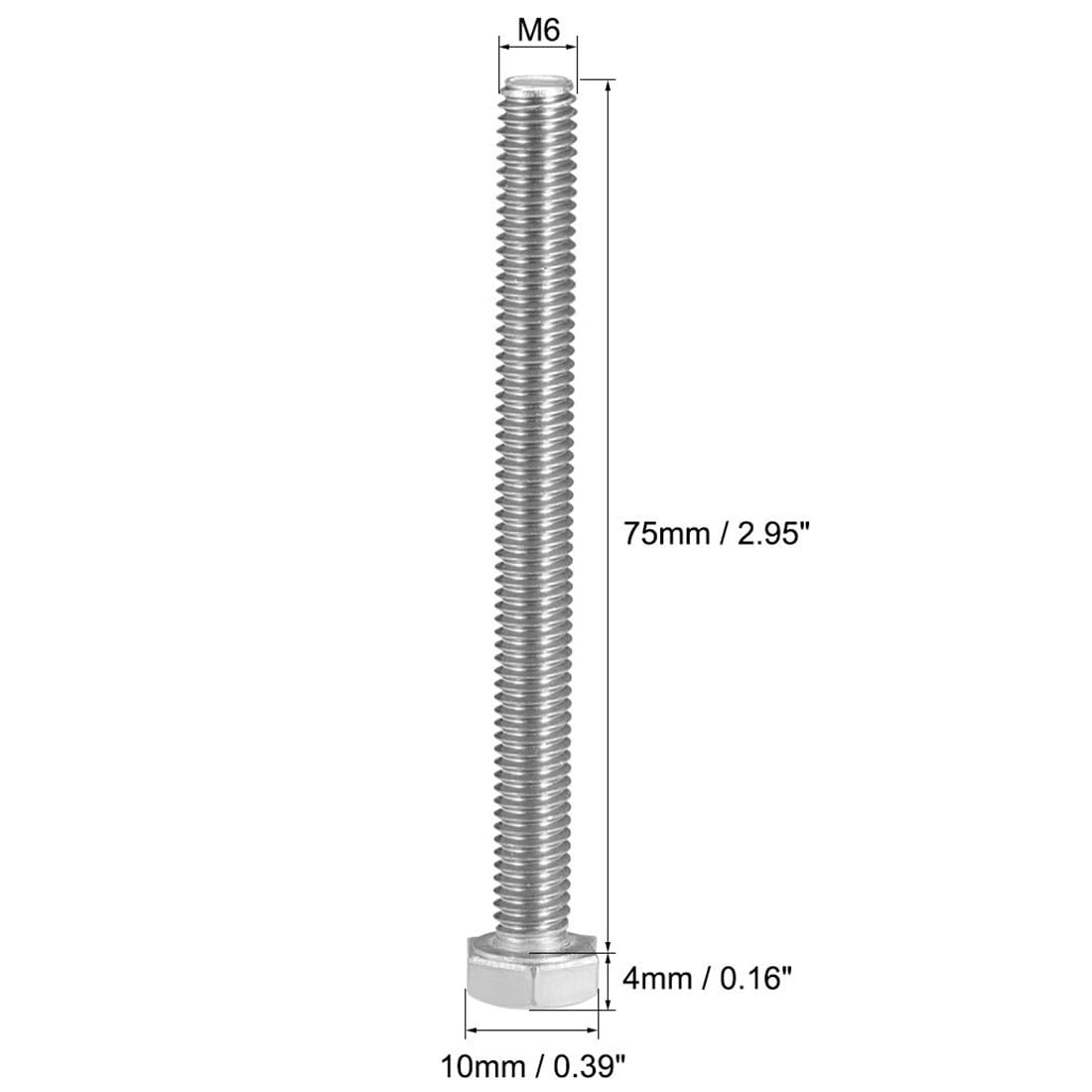 TA-VIGOR M6 x 75mm Hex Bolts, Heavy Duty M6 Panel Bolts - Image 2