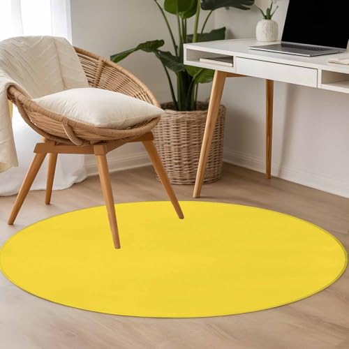 Tapete Redondo Amarillo 4ft para Sala y Dormitorio miniatura 5