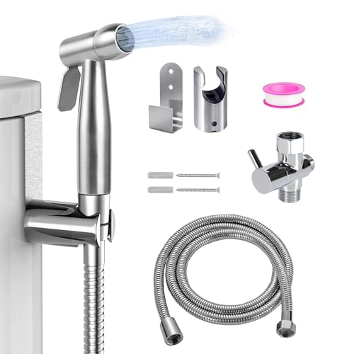 Stainless Steel Handheld Bidet Sprayer Kit with T-Adapter