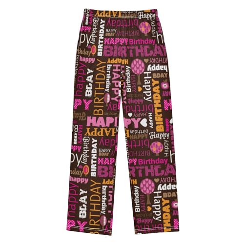 ZZXXB Happy Birthday Words Boys Long Pants Soft Trousers Elastic Waist Kids Lounge Bottoms with Pockets S-XL