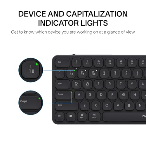 Image of Rapoo 9050S Multi-Device Keyboard and Mouse Combo, 2.4GHz /Bluetooth 5.0 /4.0 Wireless Keyboard & Mouse Set for Windows /Mac /Linux /Chrome, Support 4 Devices, Rechargeable, Silent Click, Black