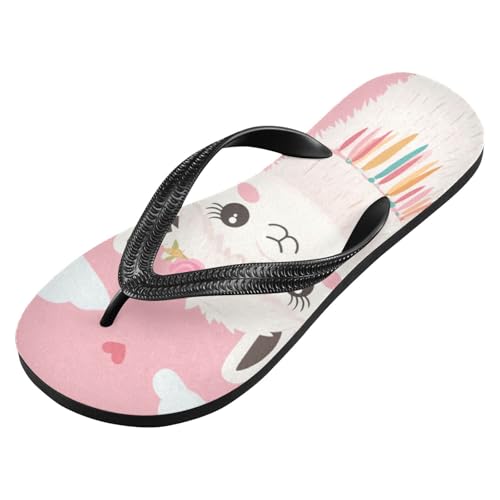 Sinestour Llama Cactus Heart Pink Flip Flops for Beach Thong Sandals Anti-slip Lightweight Beach Slippers for Summer Swim Travel2