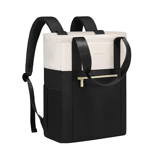 LOVEVOOK Laptop Backpack for Women, 15.6’’ Laptop Bag for Women Tote Bag Convertible, Lightweight Travel Backpack for College, Wide Open Work Backpack for Nurse Teacher Water-resistant Black