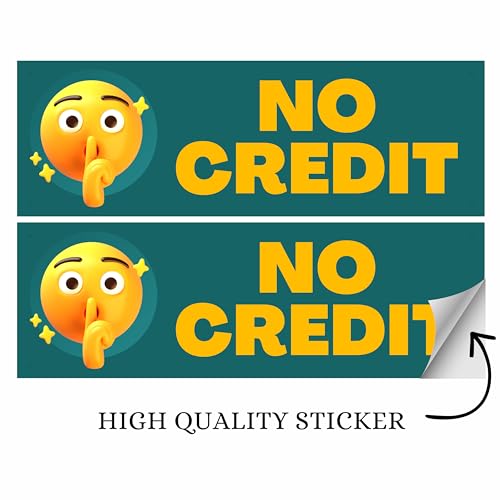 Image of No Credit Sign Board Sticker (20.5 x 7 CM) - Pack of 2 | Peel & Stick with 4 Corner Holes | Business Shop Display Sign for Stores, Retail Shops & Offices (No Credit, Small - 20.5 X 7 CM)
