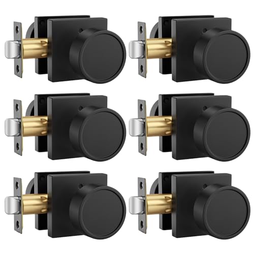 Image of Goldenwarm Black Door Knobs Interior, Privacy Door Knob Zinc Alloy, Matte Black Interior Door Knobs for Bedroom Bathroom, 6 Pack