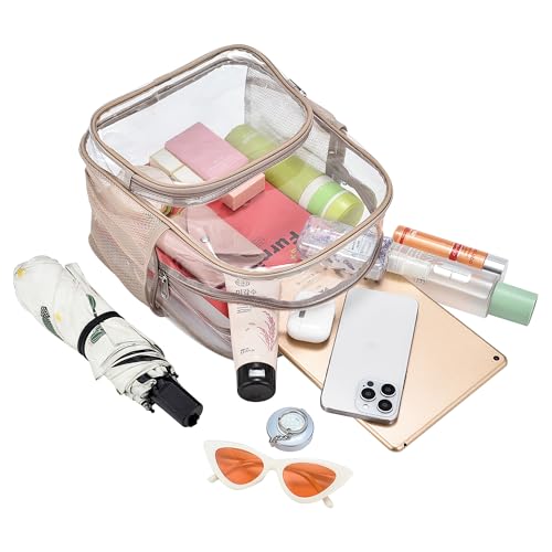 Image of Busiuw Clear Backpack for Stadium Events 12x12x6 with Front Pocket for Concert Sport Fashion Women Backpack Events Work Travel(Khaki)