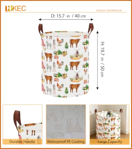 Image of 19.7 inch Laundry Basket,Dirty Clothes Hamper,Waterproof Storage Bin,Room Decor(Farm)