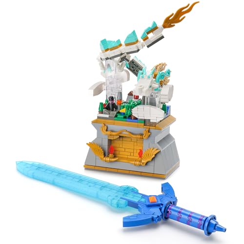 Sillbird BOTW Glowing Master Sword Building Blocks Set, TOTK Decorations with Dragon for Link Fans, Birthday Toys Gifts for Kids Boys Girls Ages 8-12 Year Old (677pcs)