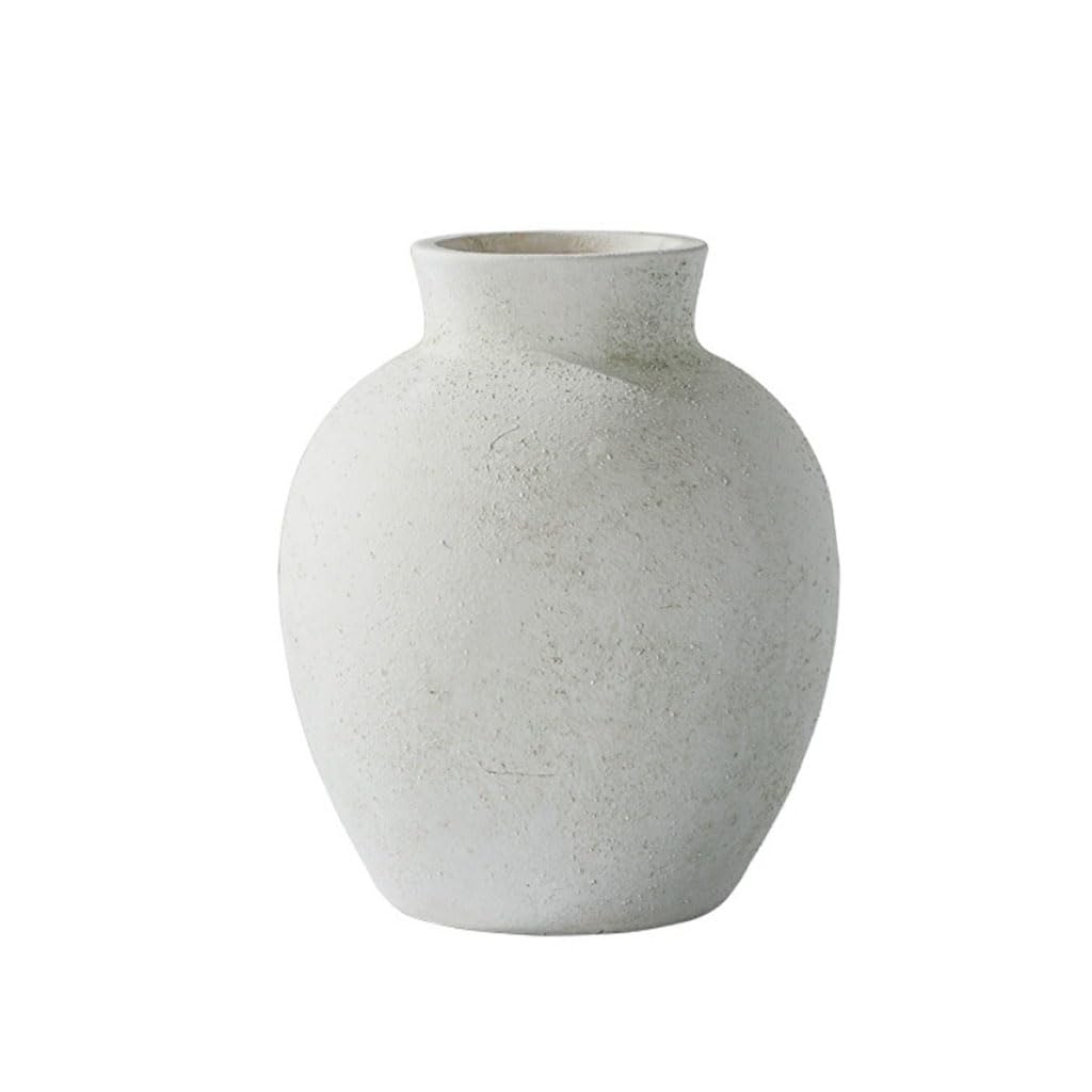 HRGKLMN Rustic Vase Wabi-Sabi Ceramic Vase Handcrafted Table Decoration Vase Minimalist Flower Vase for Country House and Farmhouse Decor,Weiß