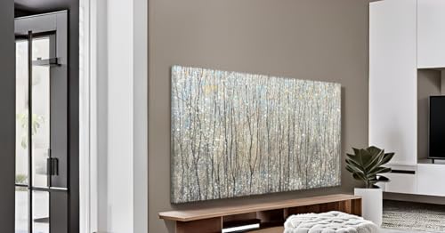 Image of Yihui Arts Abstract Tree Canvas Wall Art - Brown Forest Paintings with Gold Foil - Modern Landscape Pictures for Living Room Bedroom Bathroom Decor