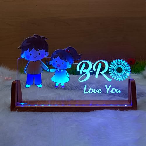 Image of lampees Personalized 3D LED lamp Rakhi Brother Sister Name - Multi Color (U Base2)