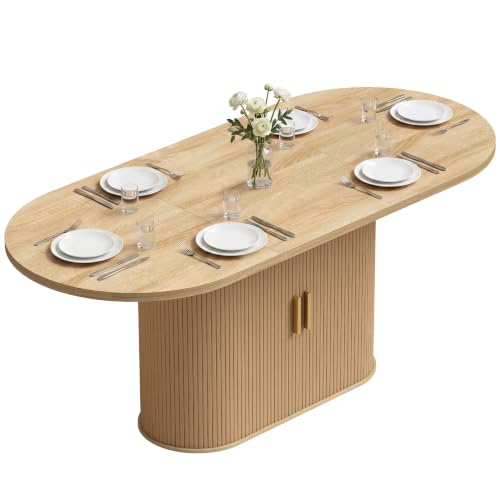 HOMCOM Table à Manger Ovale pour 6 Personnes Moderne 180x80x75cm Chêne
