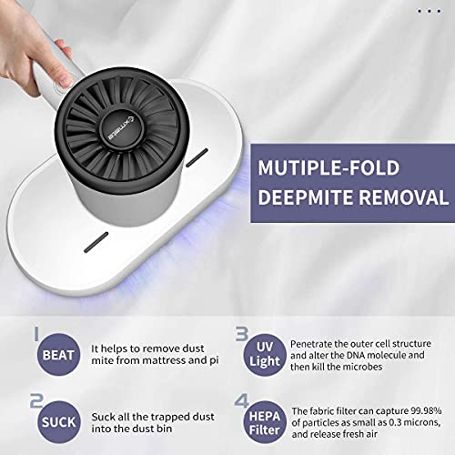 Exmate Huisstofmijt Stofzuiger, Matrasstofzuiger met Ultraviolet Licht,HEPA-filter, Doodt Effectief Bacteriën, Huisstofmijt en Allergenen, Zeer Geschikt Voor Matrassen, Dekens, Kussens, Banken enz - Image 5