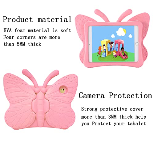 Ipad Case For Kids, Feitenn 3D Cartoon Butterfly Non-Toxic Eva Light Weight Kid Proof Shockproof Case With Kickstand For Ipad 5/ Ipad 6 /Ipad Pro 9.7/ New Ipad 2017 Case ( Pink) #TOP2