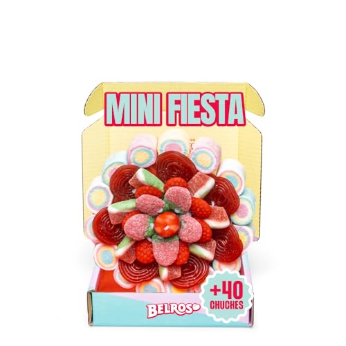BELROS Tarta Golosinas Mini 12,5cm. Mix Chuches. 400g de Cumpleaños y Celebraciones. Ideal para Regalos. Combinación Chuches Dulces y Ácidas. Ocasión Especial Mama y Papá