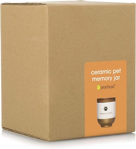 Pearhead Pet Forever in Our Hearts Keramikurne, Gedenkurne für Hunde oder Katzen, Regenbogenbrücke, goldfarben