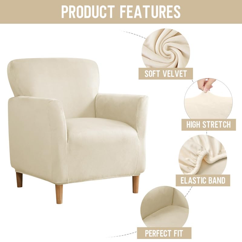 Mingfuxin Velvet Armchair Sofa Covers, Stretch Banquet Tub Chair Covers Slipcovers - Image 2